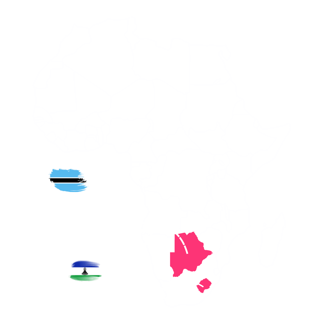 Map of Africa highlighting Botswana and Lesotho