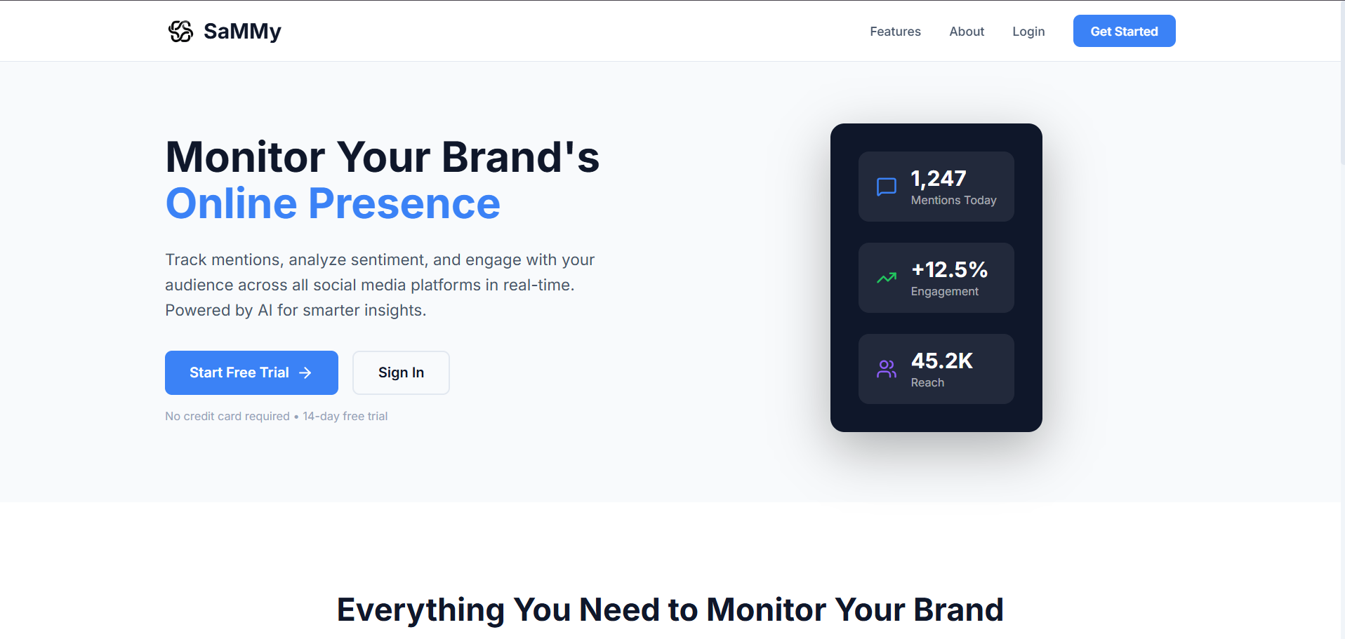 SaMMy social media dashboard preview