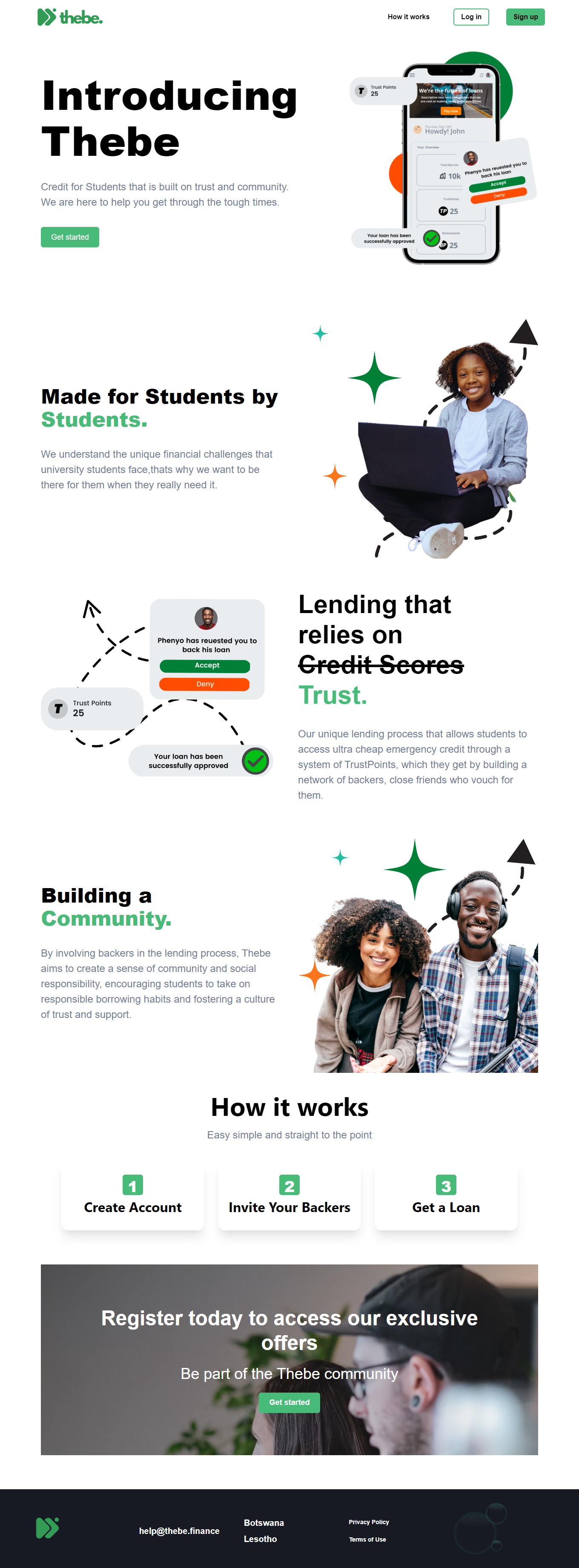 Thebe Finance student lending platform preview